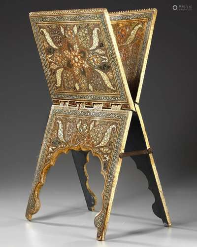 A LAQUER PAINTED QURAN STAND, KASHMIR, 19TH CENTURY