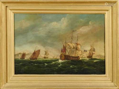 Circle of Swain pair of oils- ships under sail, both unsigne...