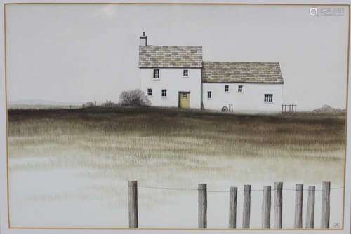 Kathleen Caddick (b. 1937) gouache- Post Cottage, signed wit...