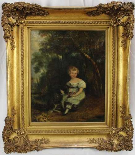 Victorian English School oil on canvas- Portrait of a girl w...