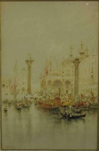 Clara Montalba (1842-1929), watercolour, Venice, signed LL a...