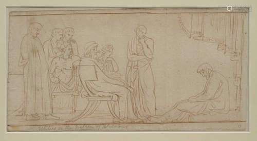 Attributed to John Flaxman (1755-1827) sepia pen drawing