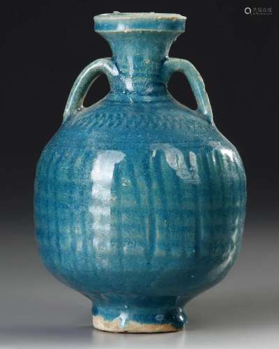 A TURQUOISE-BLUE GLAZED STORAGE JAR, PERSIA, CIRCA 11TH