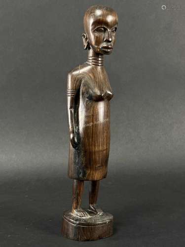 Carved Rosewood African Tribal Female Figure