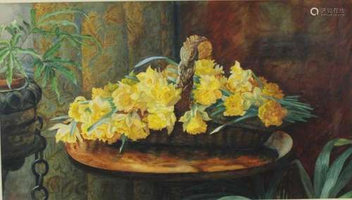 Edwardian English School watercolour - still life spring daf...