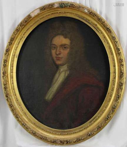 18th century, English School, oval oil on canvas laid on boa...