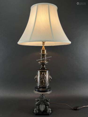 French Neoclassical Converted Bronze Oil Lamp