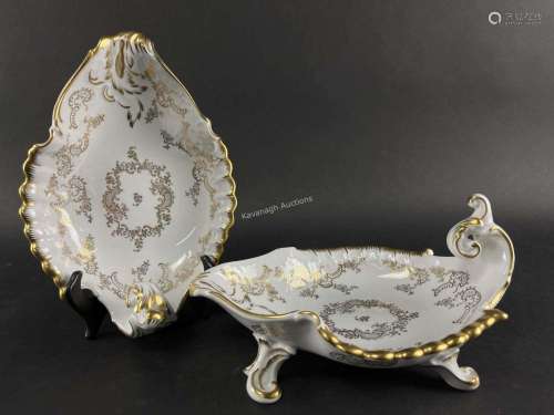 Pair RPM German Gilded Footed Fancy Console Bowls