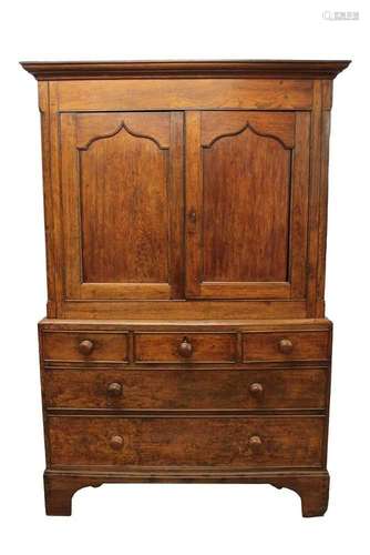 George III oak house keepers cupboard with shelved interior ...