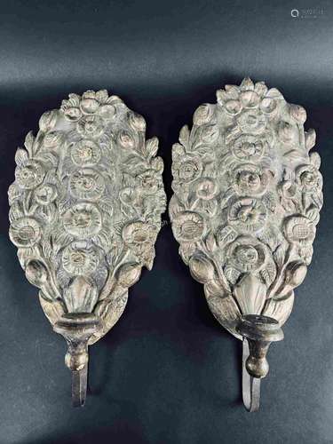 French Louis XVI Carved Gilt Wood Wall Sconces