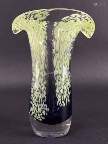 Art Glass Murano Purple Green Tulip Form Vase