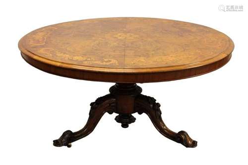 Vicrorian walnut marquetry centre table