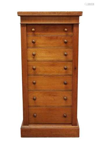 Victorian mahogany Wellington chest, with seven graduated dr...