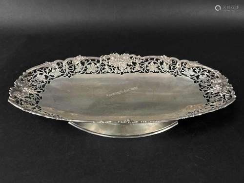 Silver England Pierced Grapes Basket Footed Dish