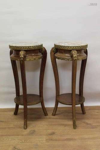 Pair of Louis XV style French beech gilt metal mounted and m...