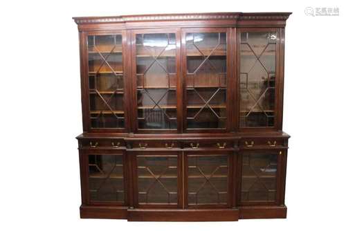 Late 19th / early 20th century mahogany break front bookcase