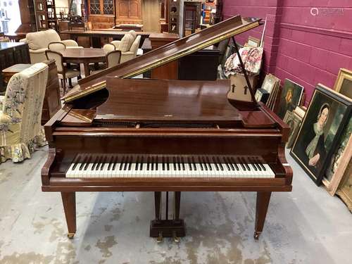 Mahogany cased baby grand piano by John Broadwood & Sons...