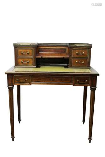 19th century French mahogany and brass mounted bonheur du jo...