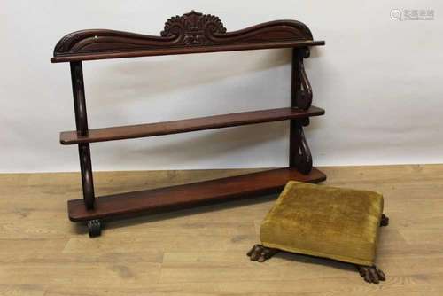 William IV mahogany hanging wall shelf together with small f...