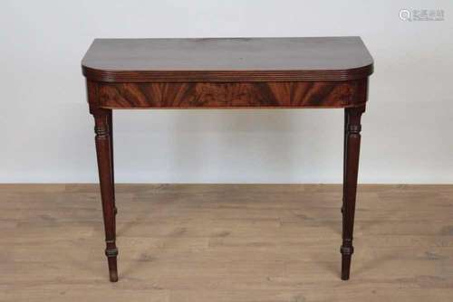 Regency figured mahogany tea table