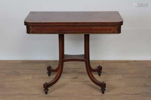 Regency mahogany and brass strung tea table