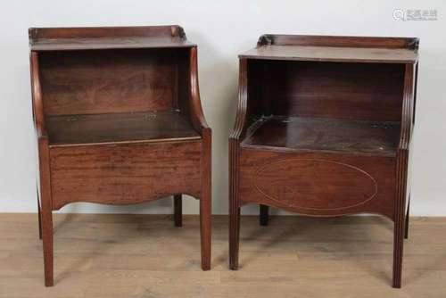 Near pair of 19th century mahogany bedside cabinets