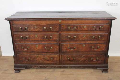 18th century oak and walnut crossbanded mule chest