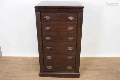 Late 19th century mahogany wellington chest, with six drawer...