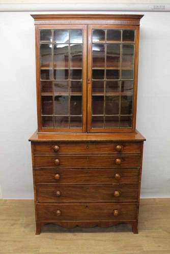 Regency mahogany secretaire bookcase