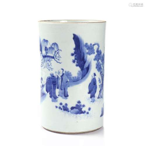 A Chinese Blue And White Porcelain Brush Pot