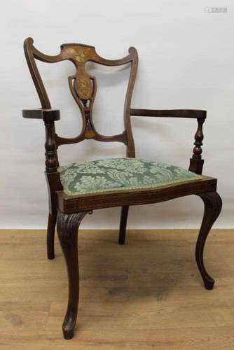 Edwardian inlaid mahogany armchair