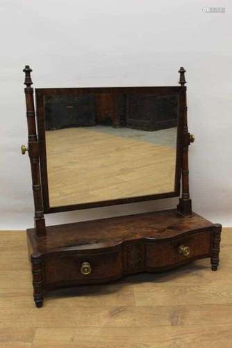 George IV mahogany and brass inlaid toilet mirror, the doubl...