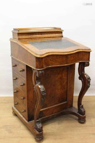 Victorian burr walnut davenport