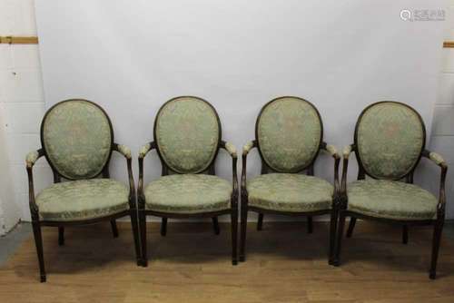 Good set of four 18th century style beech open armchairs