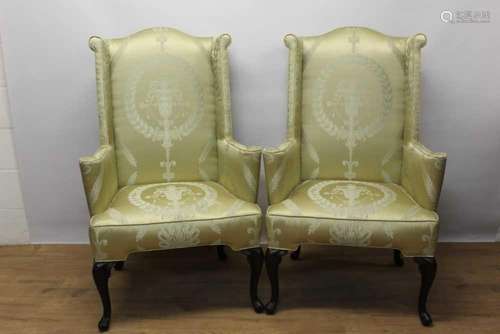 Pair of late 19th / early 20th century wing armchairs