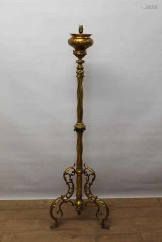 Decorative gilt brass standard lamp, classical style with ac...