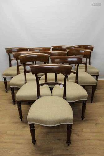 Set of ten 19th century mahogany bar back dining chairs