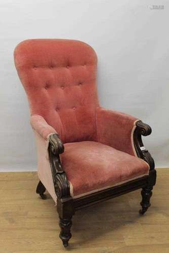 William IV button back mahogany armchair