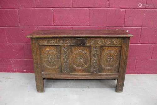 17th century panelled oak coffer