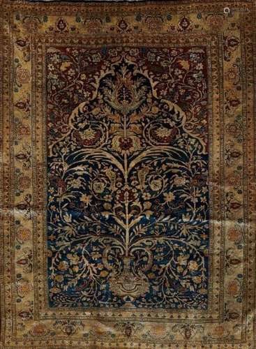 Fine 1920s Persian Heriz silk prayer rug, West Persia, 172cm...