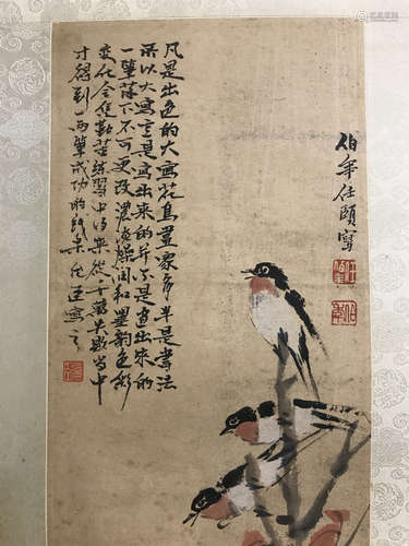 清代 任伯年 花鳥 紙本設色 鏡心