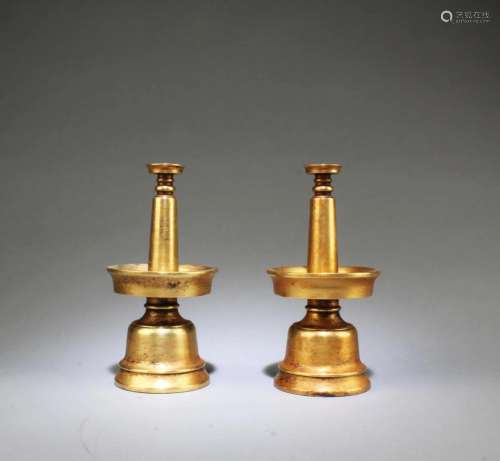 A Pair of Gilt Bronze Candle Holdlers