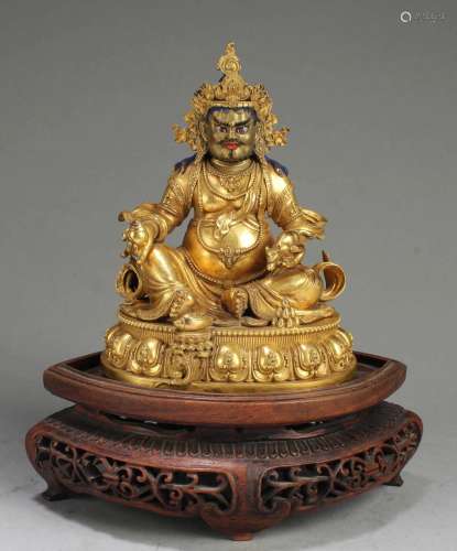 19th Century Gilt Bronze Bodhisattva Statue