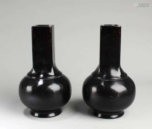 A Pair of Chinese Peking Glass Vases