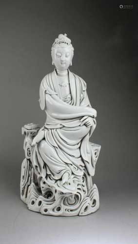 Chinese Blanc De Chine Seated Guanyin Statue