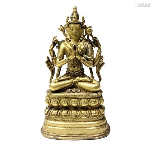 A Gilt Bronze Bodhisattva Statue