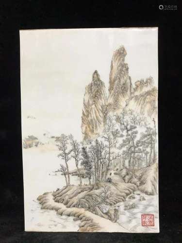 CHINESE INK COLOR PORCELAIN PLAQUES
