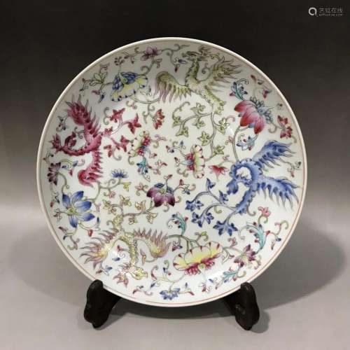 CHINESE FAMILLE ROSE PLATE,TONGZHI MARK