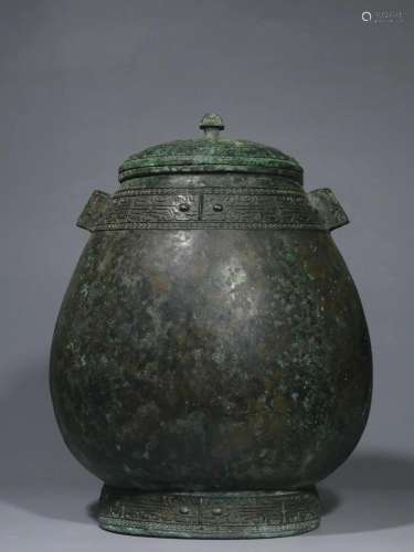 CHINESE BRONZE POT WITH LID