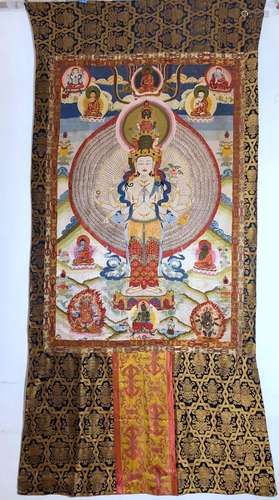 A Chinese Cloth Embroidered Thangka